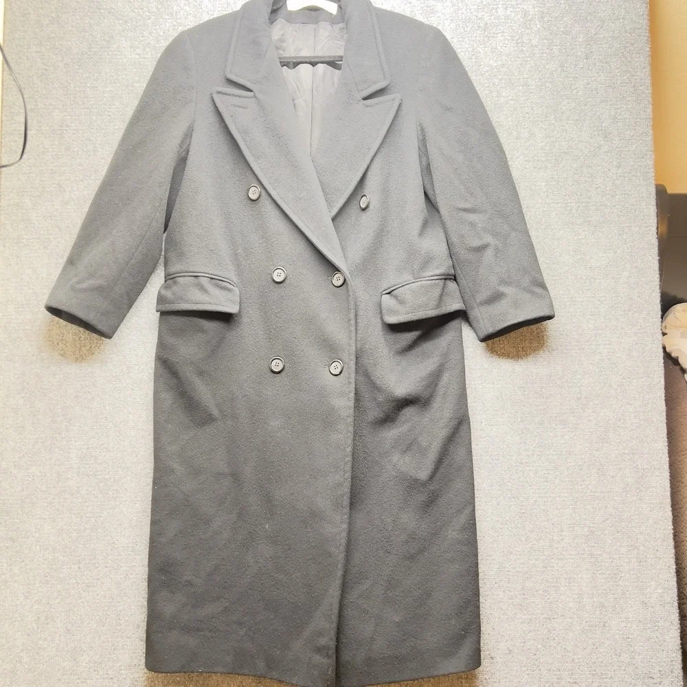 Vintage Evan Picone Black Wool Blend‎ Coat Size 12 Alpaca Mohair Minimalist